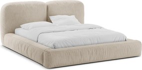 Letto matrimoniale imbottito beige con contenitore con rete inclusa 160x200 cm Martina – Micadoni