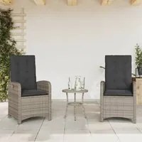 Sedie da Giardino Reclinabili 2 pz e Cuscini Grigia Polyrattan 365171