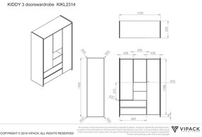 Armadio per bambini bianco , 137,8 x 190 cm Kiddy - Vipack
