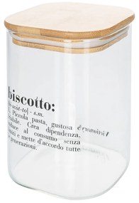 Biscottiera in vetro 1 L con tappo bambù e scritta Victionary