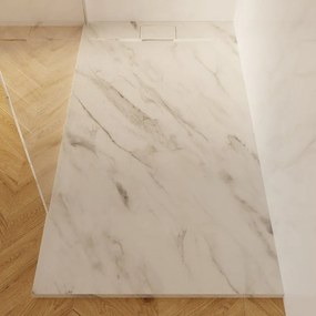 Piatto doccia NEO V2 SENSEA in composito minerale di resina gelificata bianco marbre L 90 x L 180 x H 3.2 cm