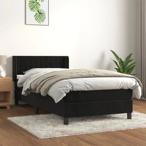 Giroletto A Molle Con Materasso Nero 100x200 Cm İn Velluto /