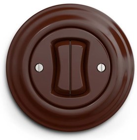 Kliklap - Interruttore doppio a due vie per scale in stile retrò con cornice n. 6+6, marrone