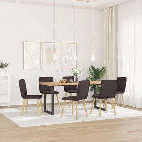 Sedie Da Pranzo 6 Pz Marrone Scuro İn Tessuto /