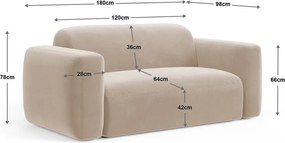 Divano beige con rivestimento in velluto 180 cm Strino – Cosmopolitan Design