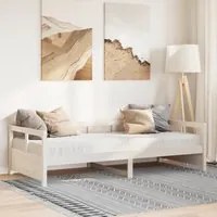 Dormeuse con Materasso Bianca 90x190 cm Legno Massello di Pino 3321054