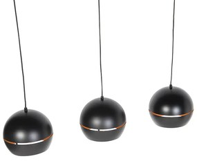 Lampada a sospensione di design nera con interno dorato 3 luci - Buell