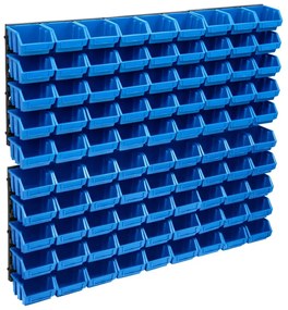 Kit Contenitori 96 Pz Con Pannelli A Parete Blu E Nero /