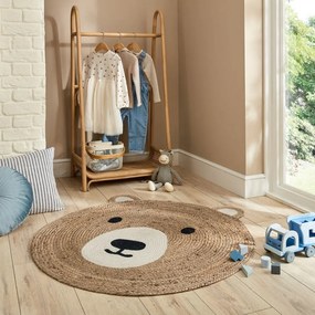 Tappeto per bambini in iuta colore naturale 100x100 cm Bertie Bear - Flair Rugs