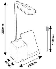 Rabalux 74232 - Lampada da tavolo LED dimmerabile CERIE LED/4W/5V nero