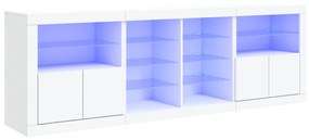 Credenza con luci led bianca 202x37x67 cm