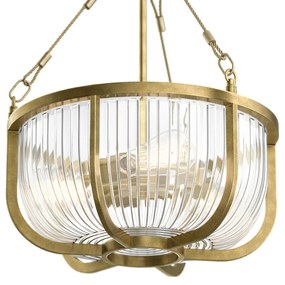 Lampadario Contemporaneo Roux Acciaio Ottone Naturale 3 Luci E27