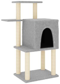 Albero per gatti con tiragraffi in sisal grigio chiaro 97 cm