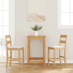 Sgabelli Da Bar Con Cuscini 2pz Naturale Legno Massello Hevea /