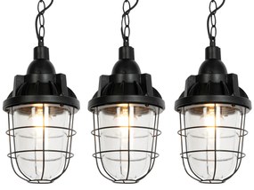 Set di 3 lampade a sospensione industriali nere - Cabin