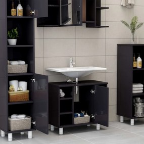 Set Mobili da Bagno 4 pz Grigio Lucido in Truciolato