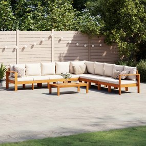 Set divano da giardino 6 pz con cuscini in massello di acacia