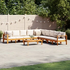 Set divano da giardino 6 pz con cuscini in massello di acacia