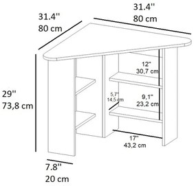 Tavolo da lavoro CORNER 73,8x80 cm antracite