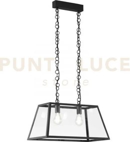 Lampadario a sospensione lexington  nera 2 luci attacco e27 57x30x1...