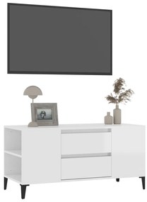 Mobile porta tv bianco lucido 102x44,5x50 cm legno multistrato