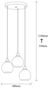 Lampadario su corda SMOKED 3xE27/40W/230V