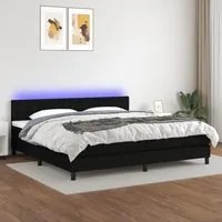 Letto a Molle Materasso e LED Nero 200x200cm in Tessuto 3133503