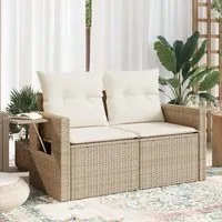 Divano da Giardino con Cuscini a 2 Posti Beige in Polyrattan 366061