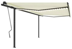 Tenda da Sole Retrattile Manuale con LED 4x3 m Crema