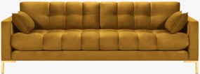 Divano 4 posti Mamaia in velluto Bluvel gambe oro – L217 cm