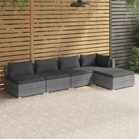 Set Divani da Giardino 5 pz con Cuscini in Polyrattan Grigio 3101629