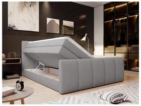 Set boxspring completo testata + base del letto con contenitore + materasso + topper VERONE - grigio chiaro - 160 x 200 cm