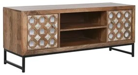 Mobile TV Home ESPRIT Marrone Nero Argentato Legno di mango Specchio 130 x 40 x 55,5 cm