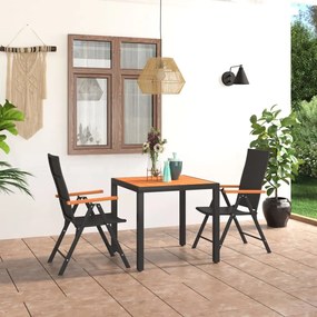 Set Da Pranzo Da Giardino 3 Pz Nero E Marrone /