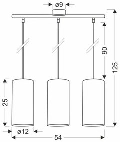Lampadario a sospensione con filo FLERI 3xE27/60W/230V rattan