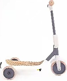Monopattino Elettrico Deluxe a 3 Ruote 67x32x69 cm Luci LED RGB Casco e Protezioni Incluse Beige...