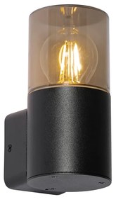 Lampada da parete esterna moderna nera con diffusore fumé IP44 - Odense