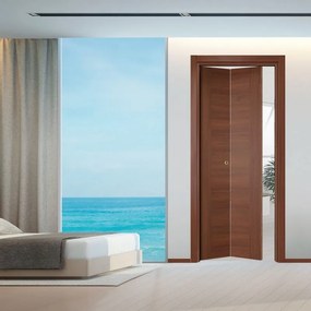 Porta interna pieghevole a libro simmetrica Rustic in MDF colore noce, L 80 x H 210 cm, apertura a sinistra