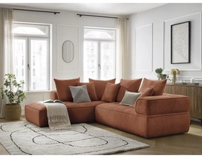 Divano angolare color terracotta (penisola a sinistra/a L) con rivestimento in ciniglia Whesley – Bobochic Paris
