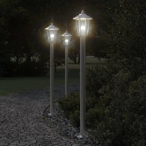 Lampada Da Terra Per Esterni Argento 120 Cm İn Acciaio Inox /