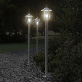 Lampada Da Terra Per Esterni Argento 120 Cm İn Acciaio Inox /