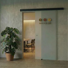 Porta scorrevole destra Restaurant in vetro trasparente, L 88 x H 215 cm, con binario Meli