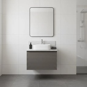 Mobile da bagno sospeso sotto lavabo Pixel stripes 1 cassetto L 60 x H 40 x P 45.5 cm grigio carbone laccato opaco, con maniglia alluminio nero opaco