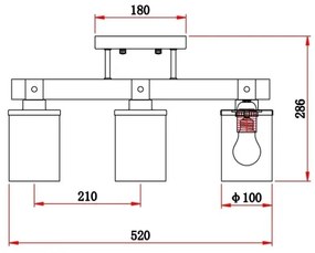 Globo 15555-3D - Lampadario a plafone LILA 3xE27/60W/230V