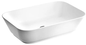 Lavabo da appoggio rettangolare Geo Soft Square in ceramica bianco lucido