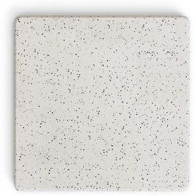 Kave Home - Tavolo da bar Saura in metallo verniciato nero con piano in terrazzo bianco 70 x 70 x 70 c