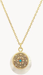 Collana placcata in oro con madreperla, turchese e zirconia cubica Neo