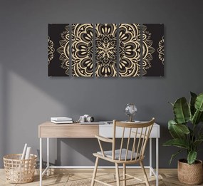 Quadri 5 pezzi – Mandala su sfondo nero