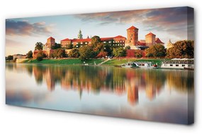 Quadro stampa su tela Fiume Castello di Cracovia 100x50 cm
