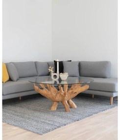 Tavolino rotondo in colore naturale con piano in vetro ø 110 cm Amazonas - House Nordic